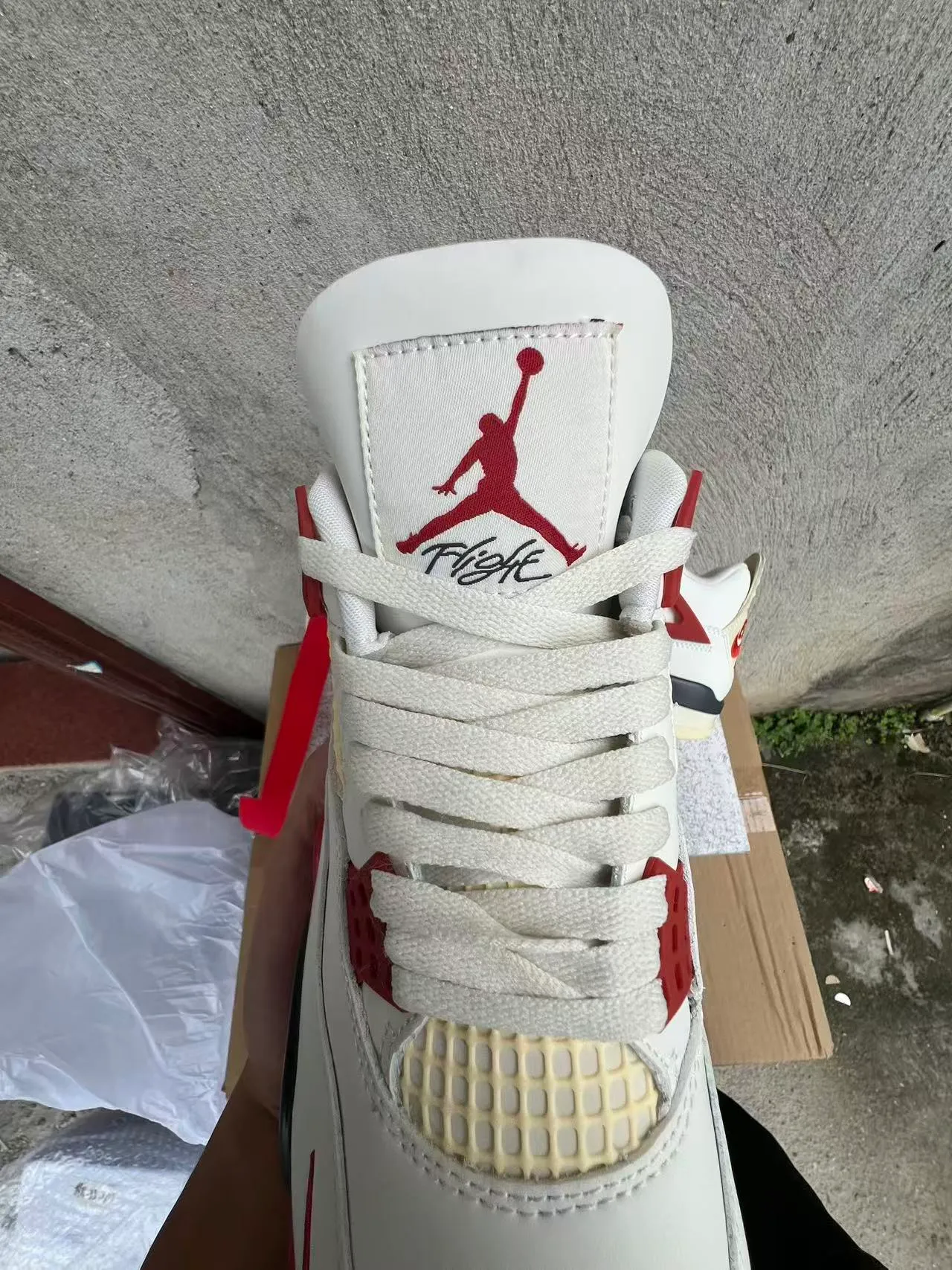 Nike Air Jordan 4 White Red Black Basketball Shoes 4