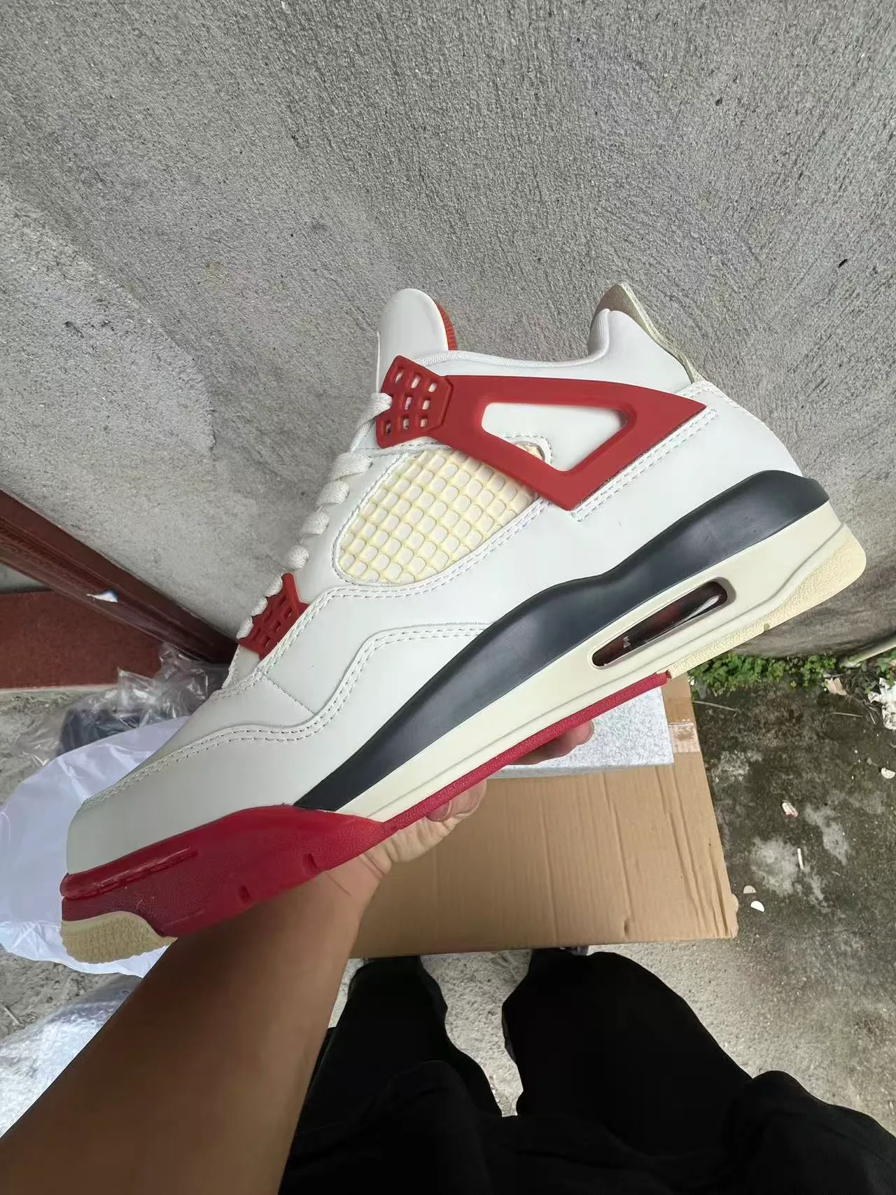 Nike Air Jordan 4 White Red Black Basketball Shoes 5