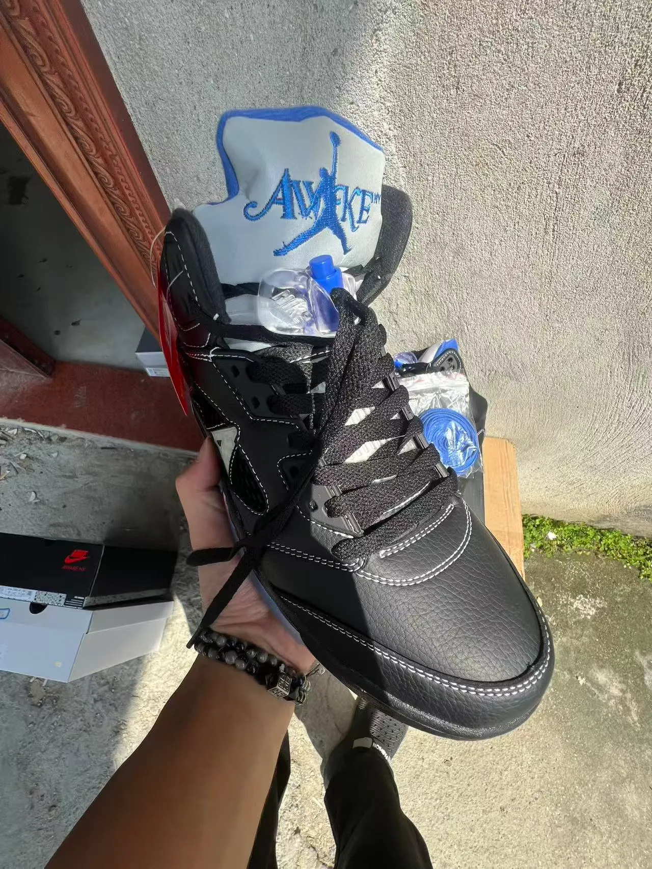 Nike Air Jordan 5 Black Blue White Basketball Shoes 3