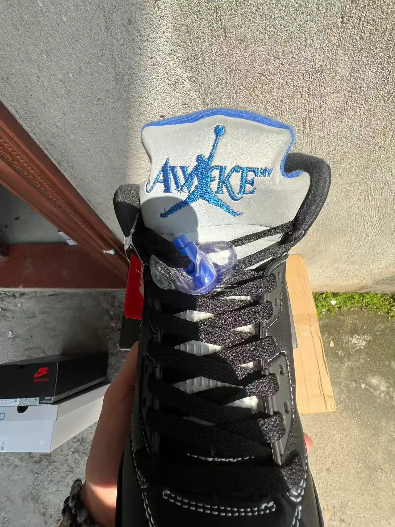 Nike Air Jordan 5 Black Blue White Basketball Shoes 5