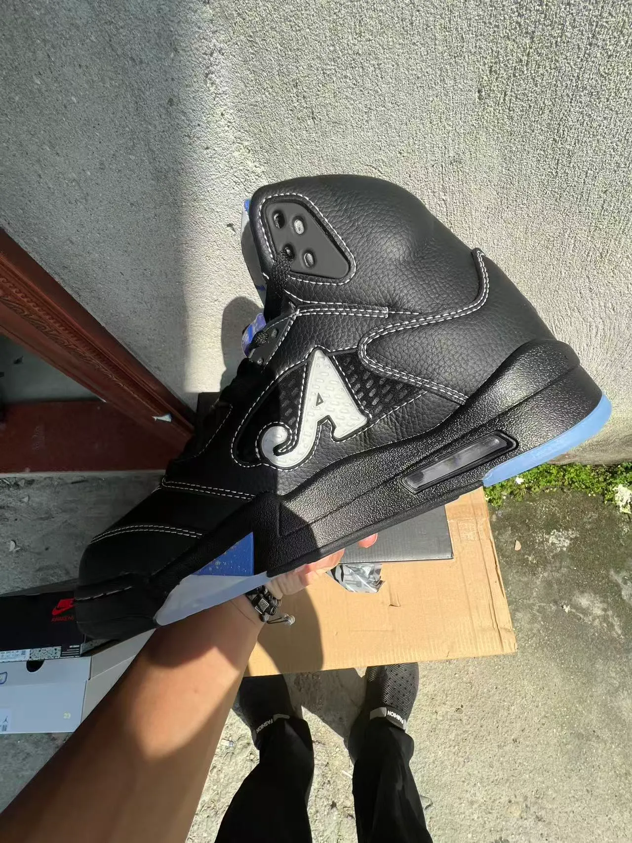 Nike Air Jordan 5 Black Blue White Basketball Shoes 6