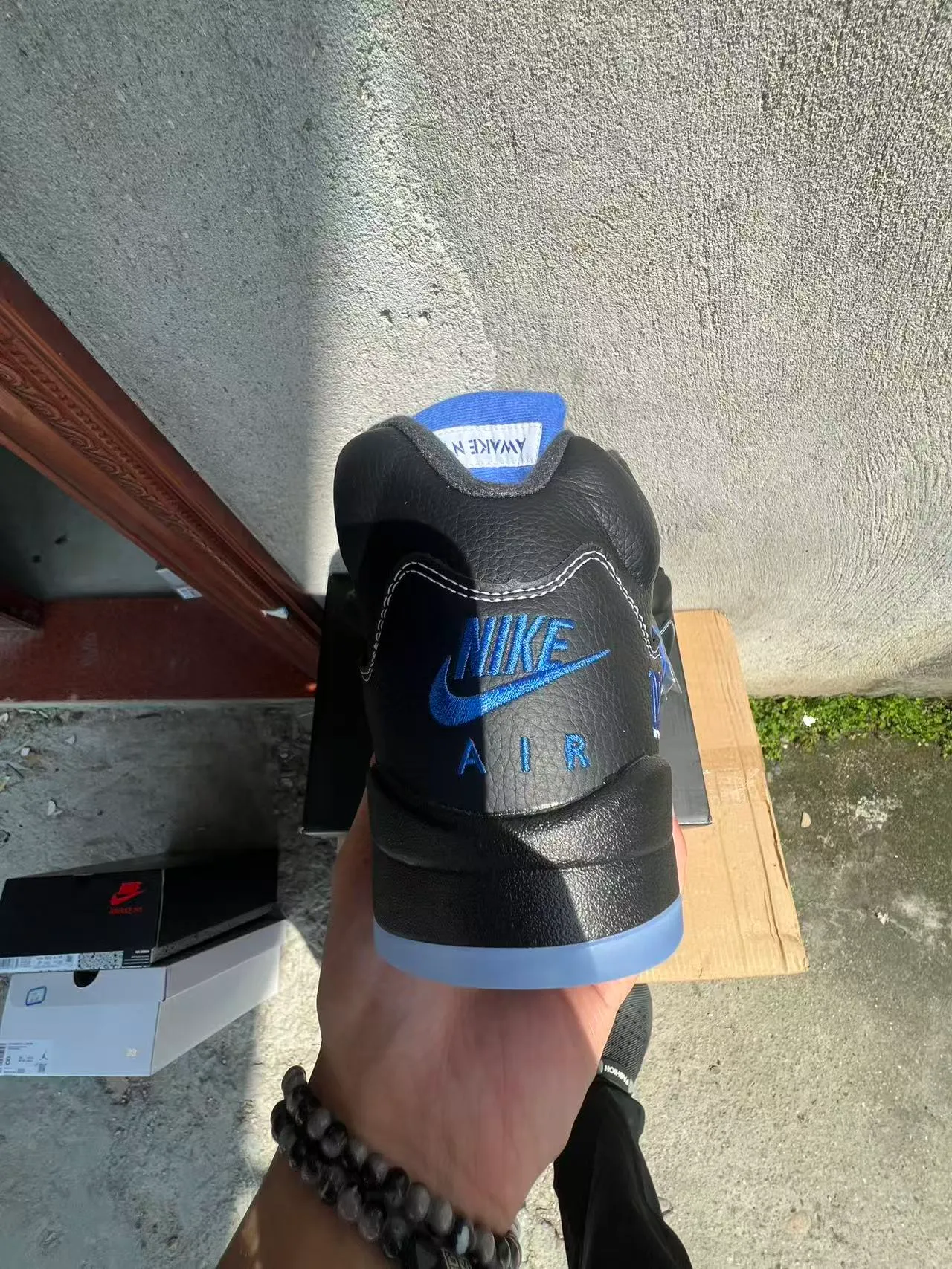 Nike Air Jordan 5 Black Blue White Basketball Shoes 9