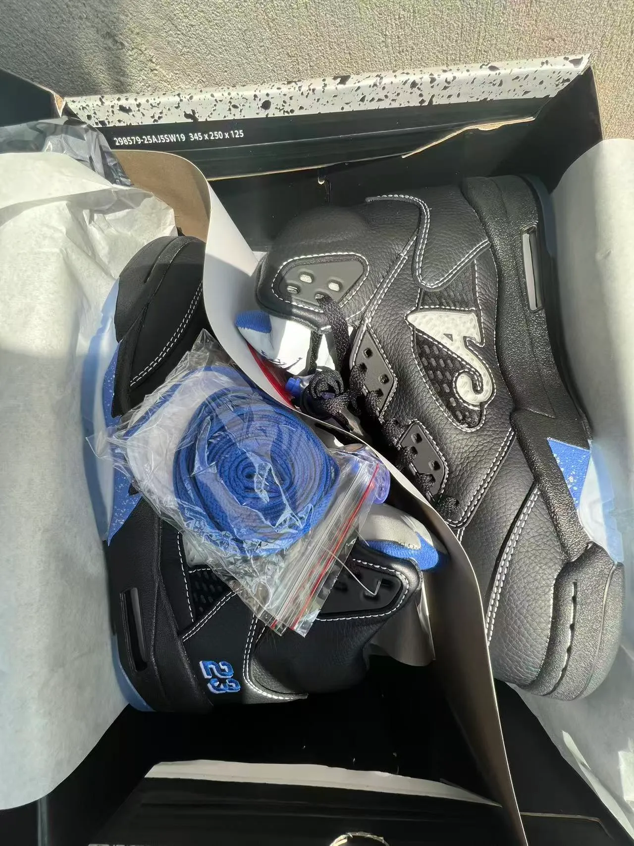 Nike Air Jordan 5 Black Blue White Basketball Shoes 10