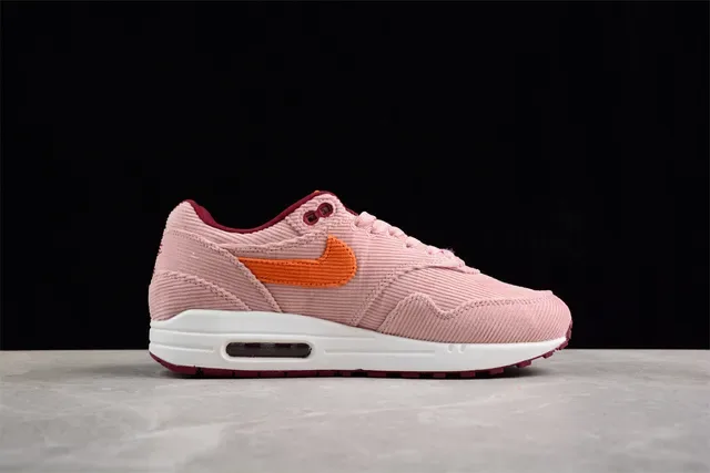 Nike Air Max 1 Corduroy Pink Orange Burgundy Lifestyle Sneakers 10