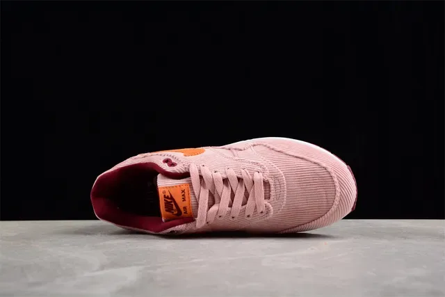 Nike Air Max 1 Corduroy Pink Orange Burgundy Lifestyle Sneakers 11