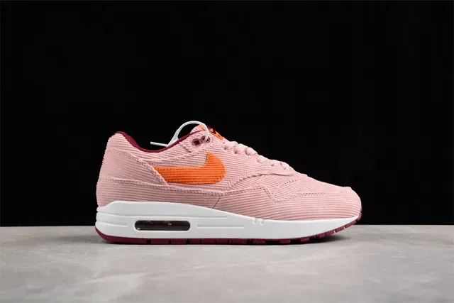 Nike Air Max 1 Corduroy Pink Orange Burgundy Lifestyle Sneakers 13