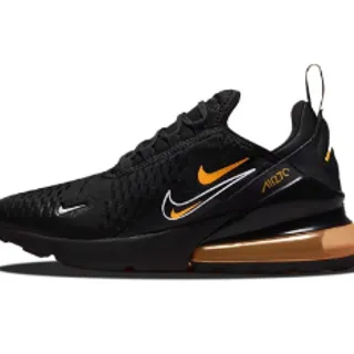 Nike Air Max 270 Black and Metallic Orange Lifestyle Sneakers