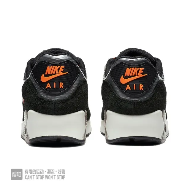 Nike Air Max 90 Light Gray Black Orange Lifestyle Sneakers 3