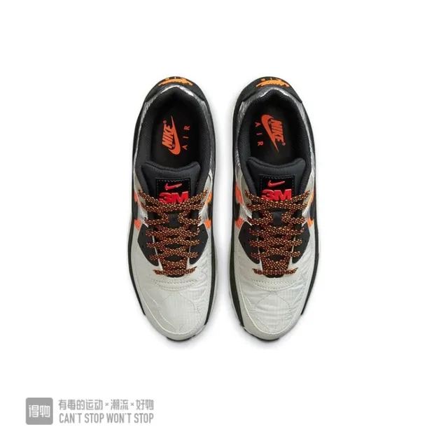 Nike Air Max 90 Light Gray Black Orange Lifestyle Sneakers 4