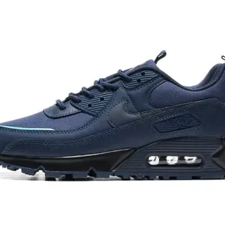 Nike Air Max 90 নেভি ব্লু টেক্সটাইল এবং সিন্থেটিক আপার দৃশ্যমান কুশনিং ইউনিট লাইফস্টাইল স্নিকার