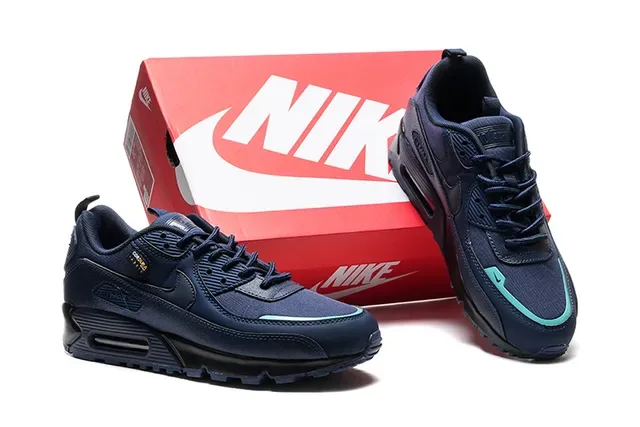 Nike Air Max 90 Navy Blue Textile And Synthetic Upper Visible Cushioning Unit Lifestyle Sneakers 2