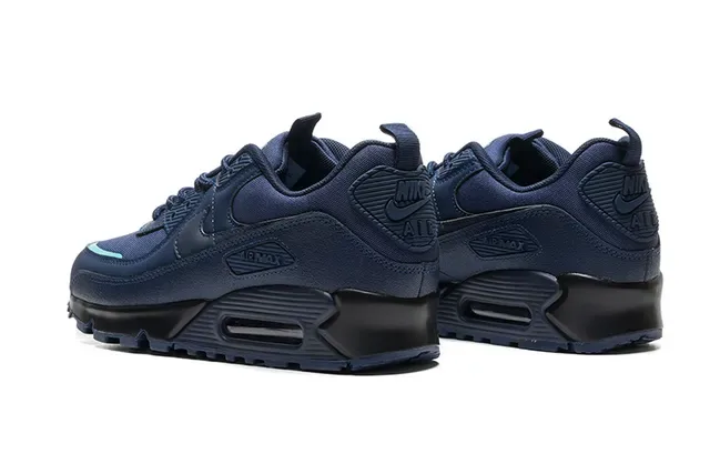 Nike Air Max 90 Navy Blue Textile And Synthetic Upper Visible Cushioning Unit Lifestyle Sneakers 3