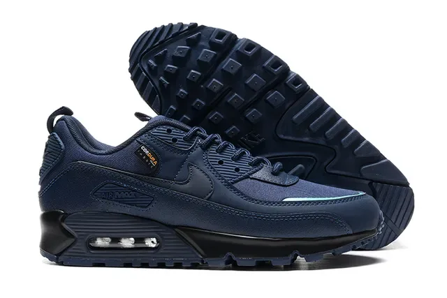 Nike Air Max 90 Navy Blue Textile And Synthetic Upper Visible Cushioning Unit Lifestyle Sneakers 4