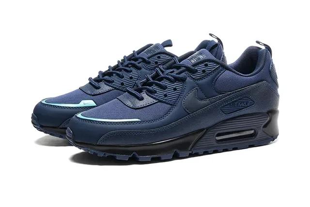 Nike Air Max 90 Navy Blue Textile And Synthetic Upper Visible Cushioning Unit Lifestyle Sneakers 5