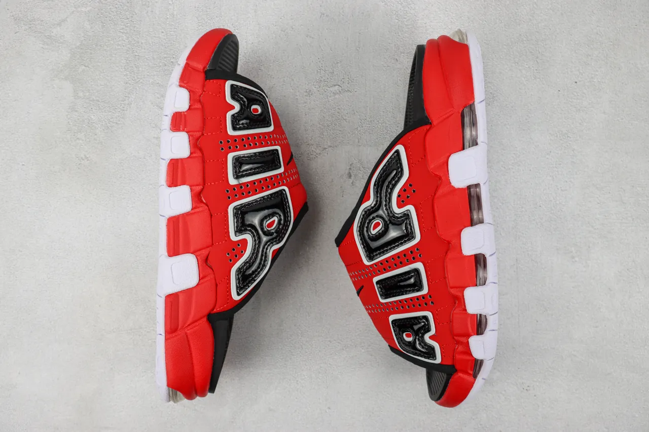 Nike Air More Uptempo Slide Red Black White Slippers 2