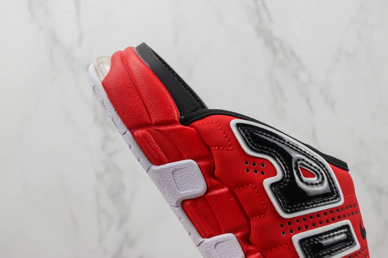 Nike Air More Uptempo Slide Red Black White Slippers 5