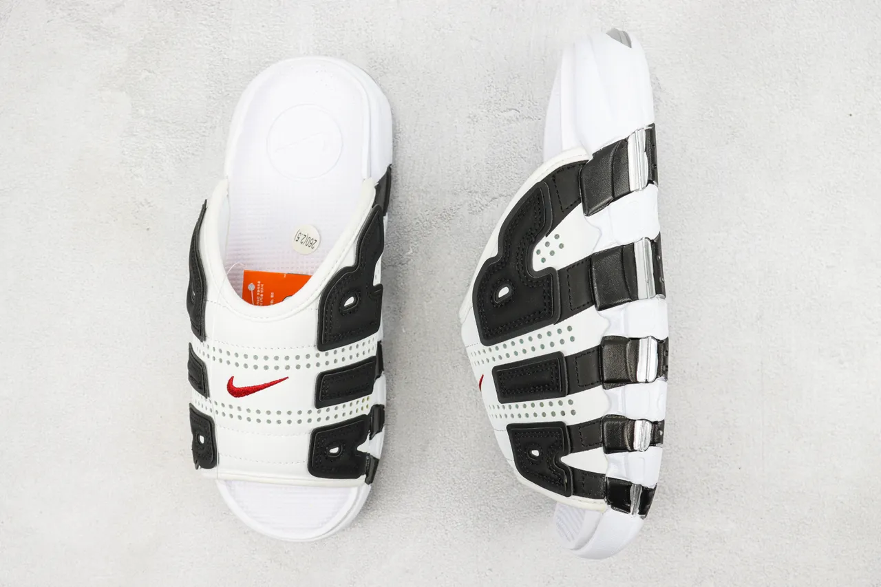 Nike Air More Uptempo Slide White Black Slippers 3