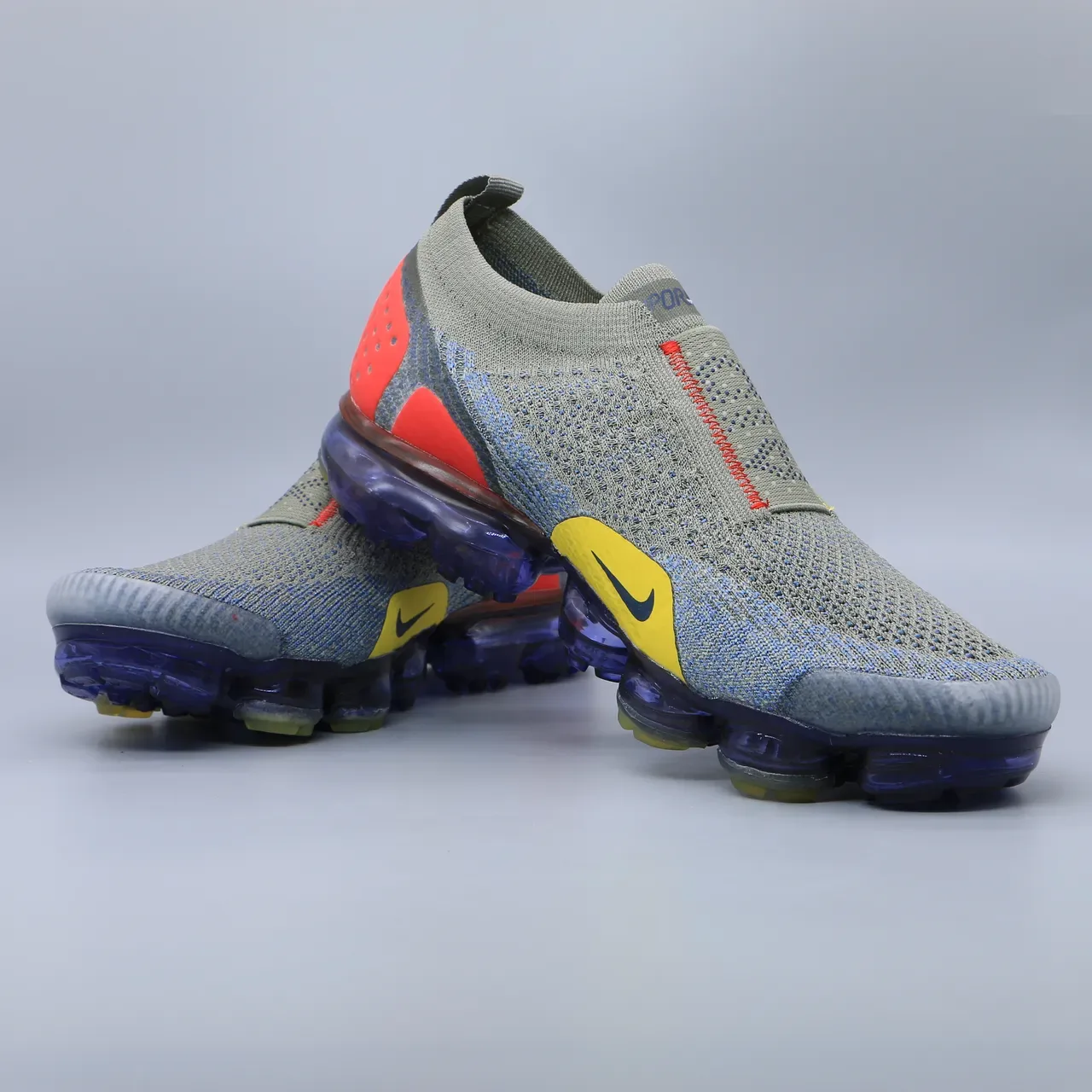 Nike Air VaporMax Flyknit 2 Gris Bleu Jaune Chaussures Lifestyle 3