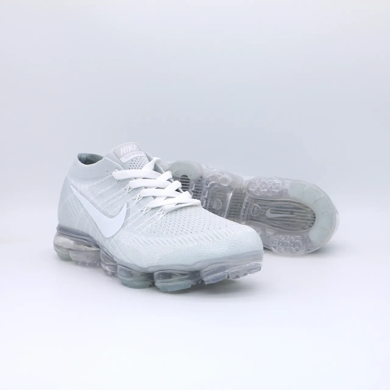Nike Air VaporMax Flyknit Light Gray Translucent Sole Lifestyle Sneakers 6