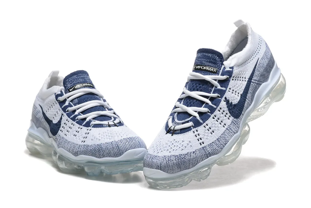 Nike Air VaporMax Flyknit White Navy Lifestyle Sneakers 4