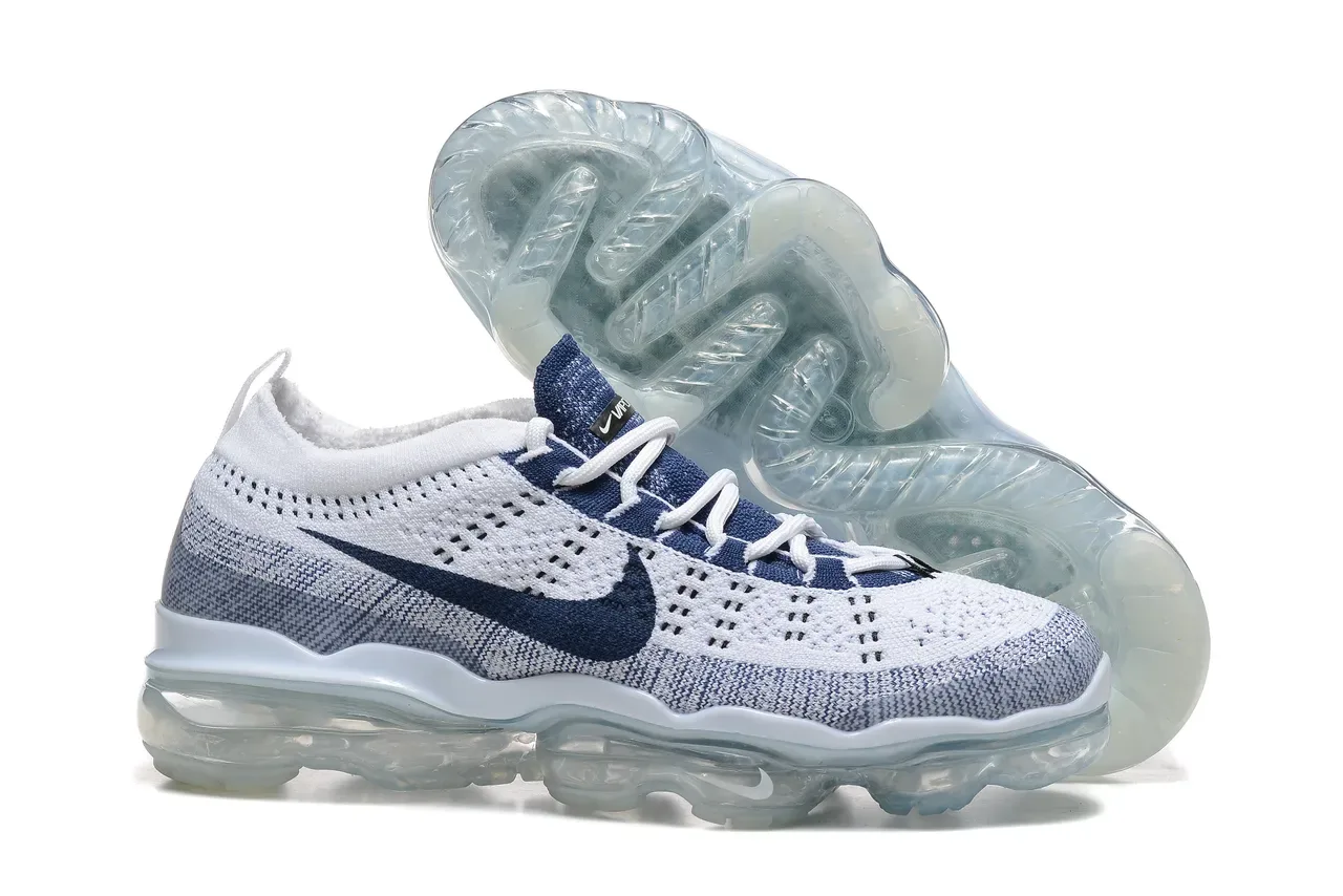 Nike Air VaporMax Flyknit White Navy Lifestyle Sneakers 7