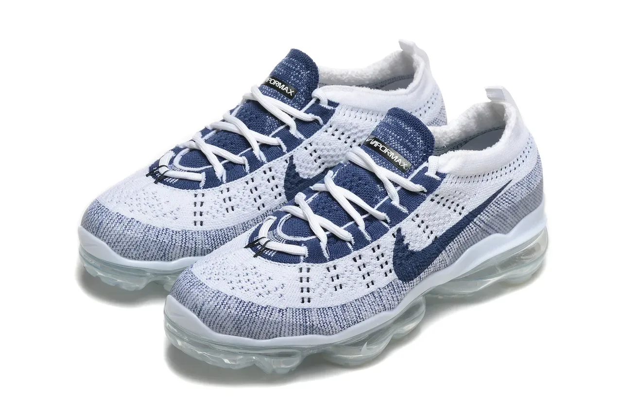 Nike Air VaporMax Flyknit White Navy Lifestyle Sneakers 8