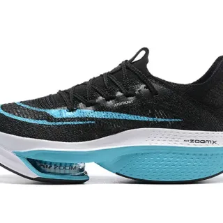 Nike Air Zoom Alphafly Noir et Bleu Tissu Ingénierie Supérieur Longueur Complète ZoomX Amortissement Chaussures de Course