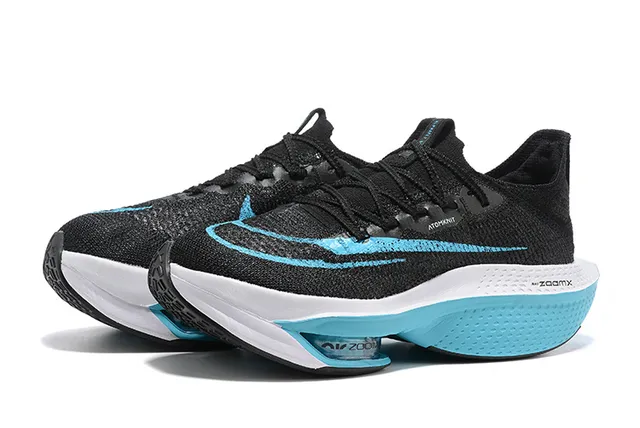 Nike Air Zoom Alphafly Noir et Bleu Tissu Ingénierie Supérieur Longueur Complète ZoomX Amortissement Chaussures de Course 6