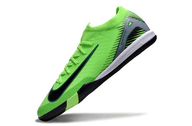 Nike Air Zoom Vert Noir Tricot Néon Semelle en Caoutchouc Chaussures de Football Indoor 3