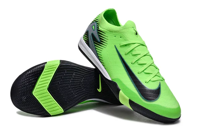 Nike Air Zoom Vert Noir Tricot Néon Semelle en Caoutchouc Chaussures de Football Indoor 4
