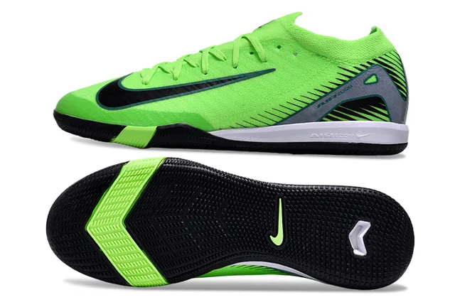Nike Air Zoom Vert Noir Tricot Néon Semelle en Caoutchouc Chaussures de Football Indoor 6