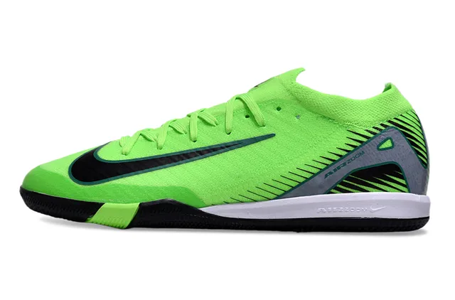 Nike Air Zoom Vert Noir Tricot Néon Semelle en Caoutchouc Chaussures de Football Indoor 7