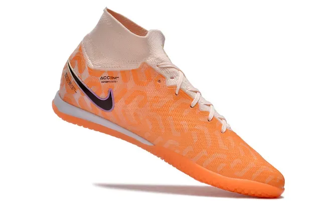 Nike Air Zoom Orange Black Flyknit Upper High-Top Sock-Fit Collar Indoor Soccer Shoes 2