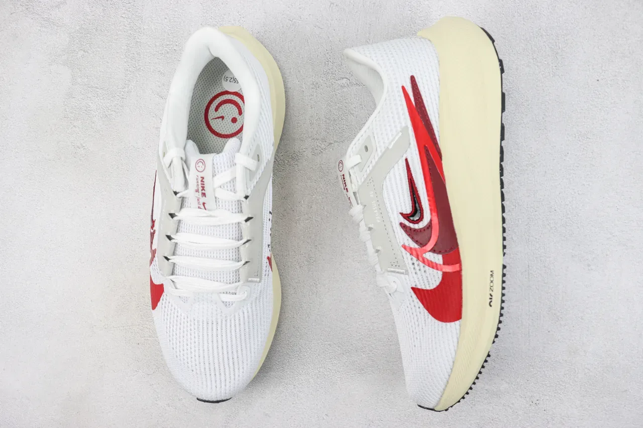 Nike Air Zoom Pegasus 40 White Red Cream Running Shoes 3