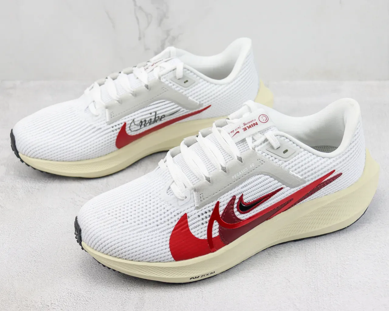 Nike Air Zoom Pegasus 40 White Red Cream Running Shoes 4