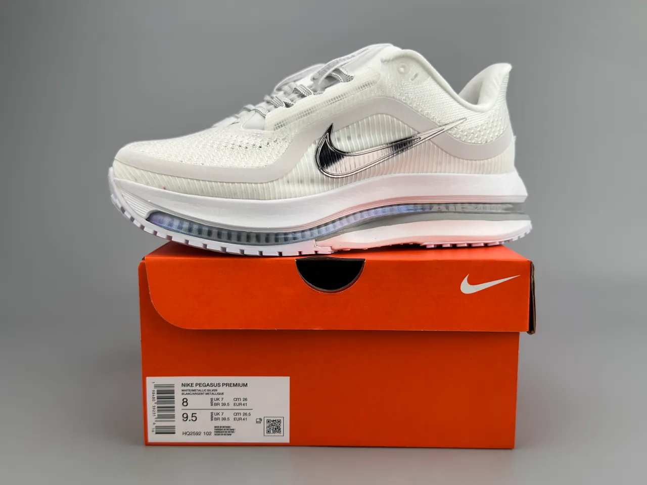 Nike Air Zoom Pegasus White Black Engineered Mesh Upper Full-Length Unit Running Shoes 4