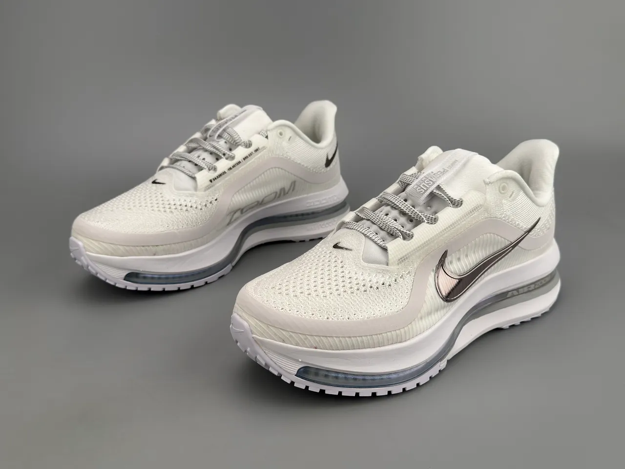 Nike Air Zoom Pegasus White Black Engineered Mesh Upper Full-Length Unit Running Shoes 5