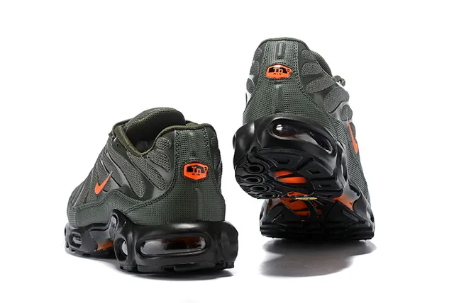 Nike Army Green Orange Wavy Upper Overlays Visible Air Cushioning Units Lifestyle Sneakers 3