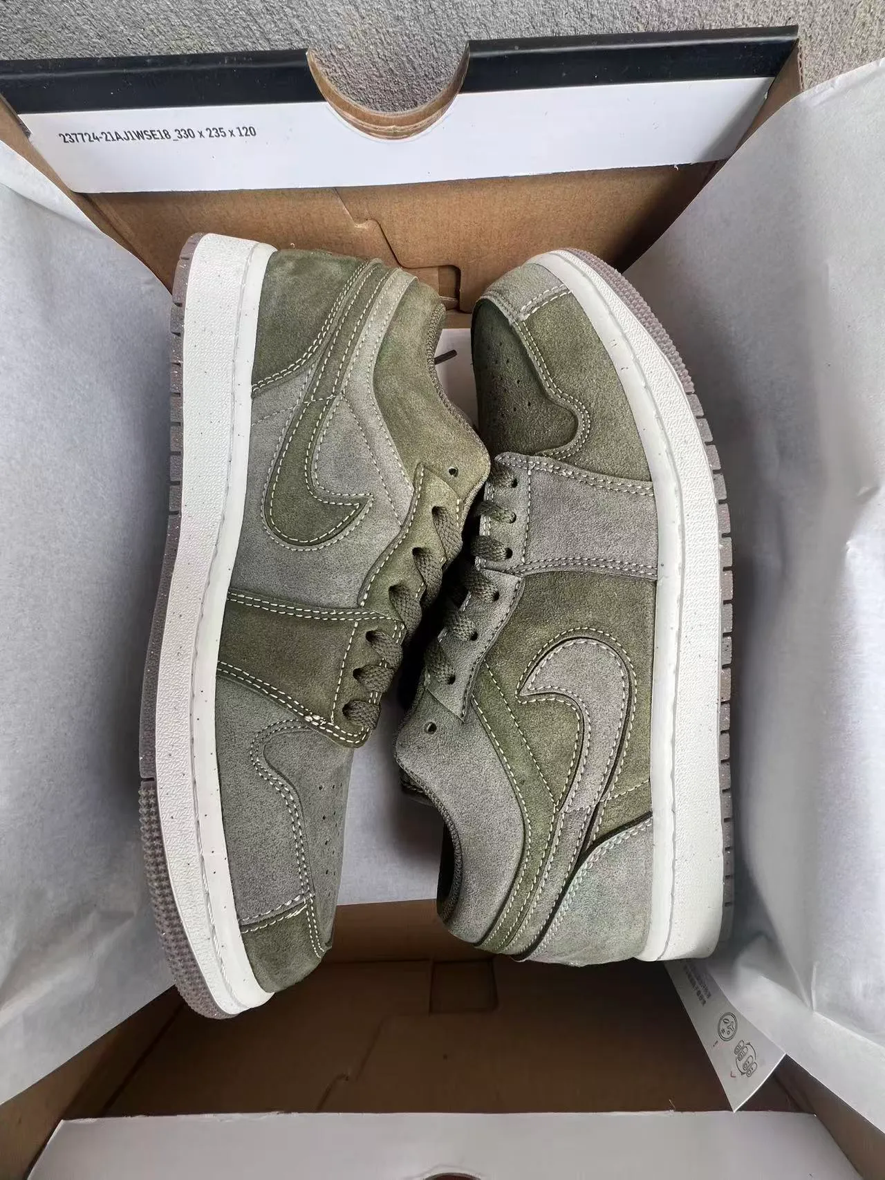 Nike Army Green White Olive Suede Contrast Stitching Lifestyle Sneakers 9