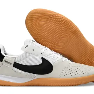Nike Beige Black Low-Top Suede-Mesh Upper Indoor Soccer Shoes