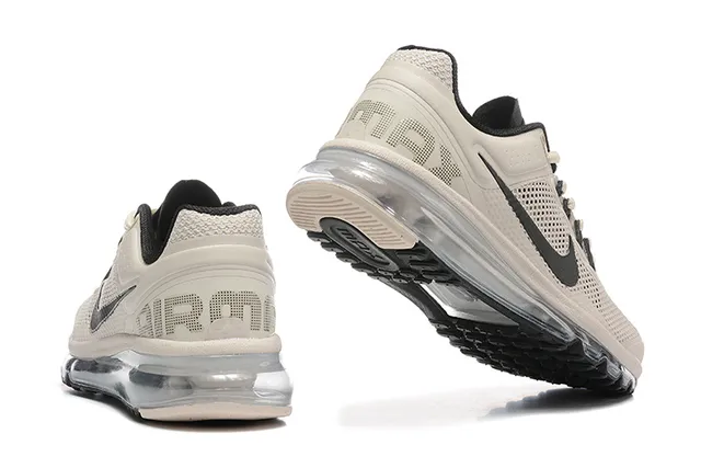 Nike Beige Black Perforated Mesh Upper Visible Segmented Air Cushioning Running Shoes 2