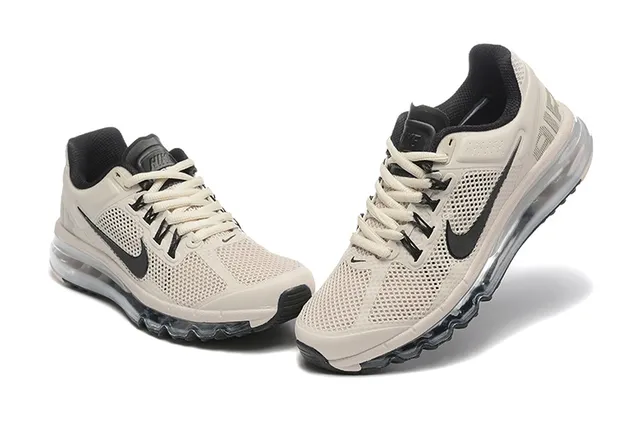 Nike Beige Black Perforated Mesh Upper Visible Segmented Air Cushioning Running Shoes 3