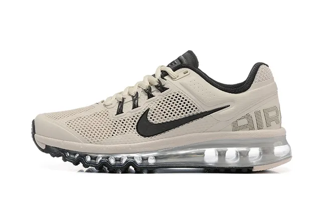Nike Beige Black Perforated Mesh Upper Visible Segmented Air Cushioning Running Shoes 4