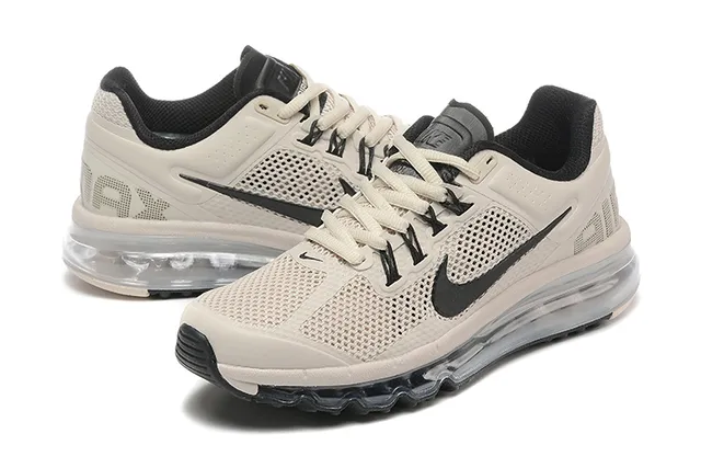 Nike Beige Black Perforated Mesh Upper Visible Segmented Air Cushioning Running Shoes 5