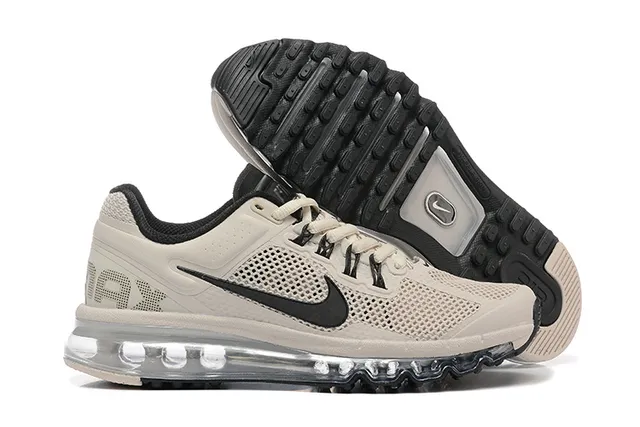 Nike Beige Black Perforated Mesh Upper Visible Segmented Air Cushioning Running Shoes 6