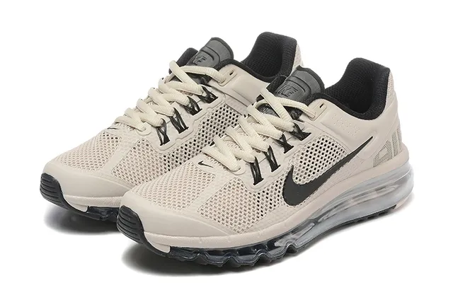 Nike Beige Black Perforated Mesh Upper Visible Segmented Air Cushioning Running Shoes 7