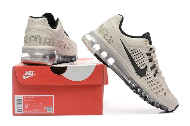 Nike Beige Black Perforated Mesh Upper Visible Segmented Air Cushioning Running Shoes 8