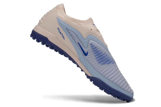 Nike Chaussures de football sur gazon beige bleu avec upper en maille, col bas 2