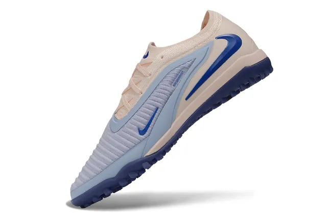 Nike Chaussures de football sur gazon beige bleu avec upper en maille, col bas 3