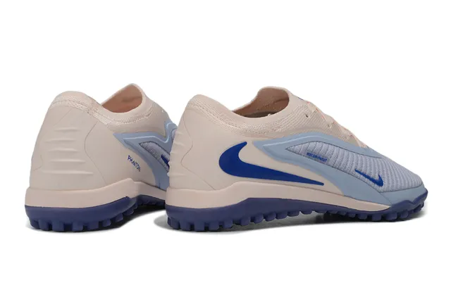 Nike Chaussures de football sur gazon beige bleu avec upper en maille, col bas 5